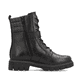 Tiefschwarze remonte Damen Biker Boots D1W71-03 mit Zierschnalle. Schuh Innenseite.