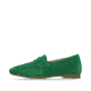 Smaragdgrüne remonte Damen Loafer D0K02-52 mit einem Elastikeinsatz. Schuh Außenseite.