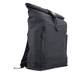 remonte Damen Rucksack Q0524-00 in Nachtschwarz aus Kunstleder mit Überschlag und Reißverschluss. Rucksack linksseitig.