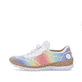 
Regenbogenfarbene Rieker Damen Slipper N4270-90 mit einer schockabsorbierenden Sohle. Schuh Außenseite