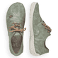 Grüne Rieker Damen Schnürschuhe 52528-52 mit einer extra weichen Decksohle. Schuh von oben, liegend.
