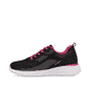 Schwarze Rieker Damen Sneaker Low W0401-00 mit flexibler Sohle. Schuh Außenseite.