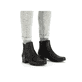
Nachtschwarze Rieker Damen Stiefeletten 78675-00 mit einer Profilsohle mit Blockabsatz. Schuh am Fuß