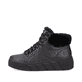 Schwarze Rieker Damen Sneaker High W0560-00 mit einer Plateausohle. Schuh Außenseite.