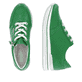 Grüne remonte Damen Sneaker D1302-52 mit Reißverschluss sowie Komfortweite G. Schuh von oben, liegend.