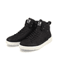 Schwarze Rieker Herren Sneaker High 07100-00 mit flexibler Sohle. Schuhpaar seitlich schräg.