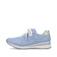 
Himmelblaue Rieker Damen Sneaker Low 54401-10 mit Schnürung sowie einem Keilabsatz. Schuh Außenseite
