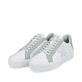 Weiße Rieker Damen Sneaker Low W0700-52 mit einer abriebfesten Plateausohle. Schuhpaar seitlich schräg.