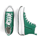 Grüne Rieker Damen Sneaker High 90010-52 mit abriebfester Plateausohle. Schuh von oben, liegend.