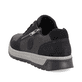 
Asphaltschwarze Rieker Herren Sneaker Low 37029-00 mit Schnürung und Reißverschluss. Schuh von hinten