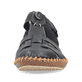 Schwarze Rieker Damen Riemchensandalen M1675-00 mit einem Klettverschluss. Schuh von vorne.