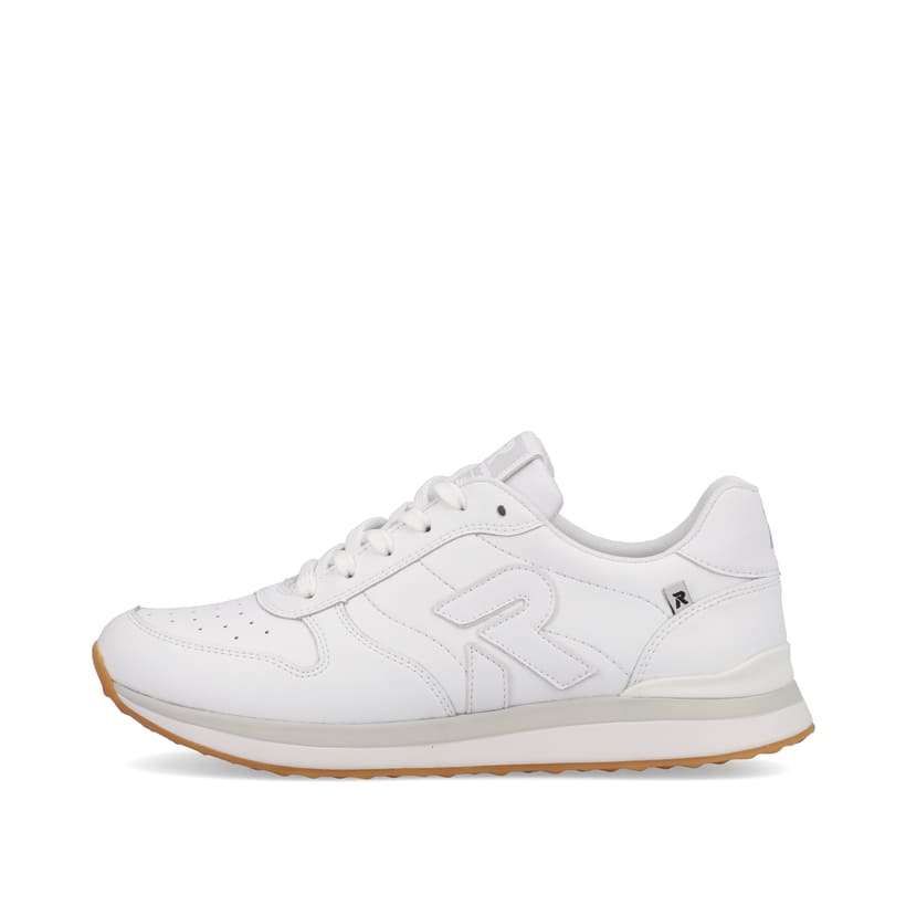 Weiße Rieker Damen Sneaker Low 42501-80 mit super leichter und flexibler Sohle. Schuh Außenseite.