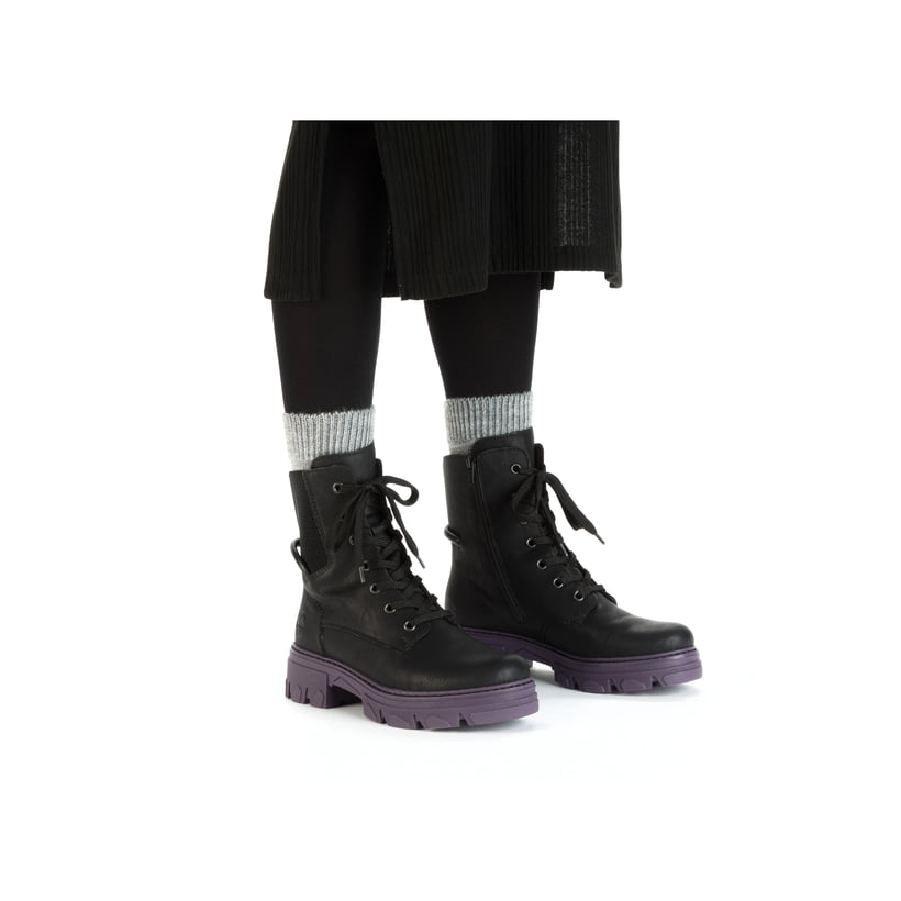 Rieker Damen Biker Boots nachtschwarz-purple