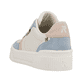 Weiße Rieker Damen Sneaker Low W0701-81 mit abriebfester Plateausohle. Schuh von hinten.