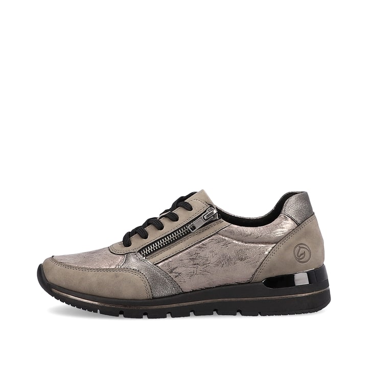 
Asphaltgraue remonte Damen Sneaker R6700-43 mit einer leichten Profilsohle. Schuh Außenseite