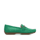 Grüne Rieker Damen Loafer 40253-54 in Löcheroptik sowie schmaler Passform E 1/2. Schuh Innenseite.