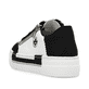 Weiße Rieker Damen Sneaker Low N4903-80 mit einem Reißverschluss. Schuh von hinten.