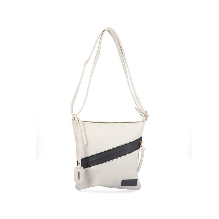 remonte Damen Handtasche Q0625-60 in Blütenweiß aus Kunstleder mit Reißverschluss. Handtasche Vorderseite.