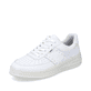 Weiße Rieker Damen Sneaker Low M8415-80 mit einer Schnürung. Schuh seitlich schräg.