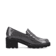 Dunkelgraue remonte Damen Loafers D0A00-45 mit Elastikeinsatz sowie einem Blockabsatz. Schuh Innenseite