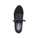 Schwarze Rieker Damen Slipper 42109-00 mit flexibler und super leichter Sohle. Schuh von oben.