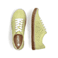 Grüne Rieker Damen Schnürschuhe M2824-52 mit weißen Ziernähten. Schuh von oben, liegend.