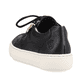 
Tiefschwarze Rieker Damen Sneaker Low L9803-00 mit Schnürung und Reißverschluss. Schuh von hinten