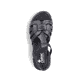 Schwarze Rieker Damen Riemchensandalen V5352-00 mit einem Elastikeinsatz. Schuh von oben.