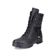 
Tiefschwarze Rieker Damen Schnürstiefel X8521-00 mit einer robusten Profilsohle. Schuh seitlich schräg