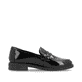 Glanzschwarze remonte Damen Loafer D1U01-00 mit Gummizug. Schuh Innenseite.