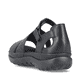 Schwarze Rieker Damen Riemchensandalen 64865-01 mit einem Klettverschluss. Schuh von hinten.