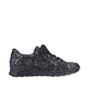 Schwarze Rieker Damen Schnürschuhe N3302-90 mit einem Reißverschluss. Schuh Innenseite.