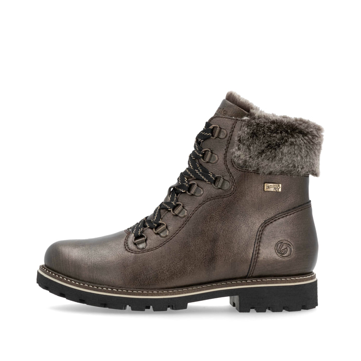 Braune remonte Damen Schnürstiefel D8483-25 mit wasserabweisender TEX-Membran. Schuh Außenseite.