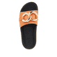 Orangene Rieker Damen Pantoletten W1452-38 mit ultra leichter Sohle. Schuh von oben.