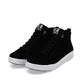 Schwarze Rieker Damen Sneaker High 41907-00 mit wasserabweisender TEX-Membran. Schuhpaar seitlich schräg.
