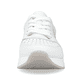 Eisweiße Rieker Damen Sneaker Low 58921-80 mit Schnürung sowie griffiger Sohle. Schuh von vorne.