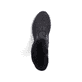 Nachtschwarze Rieker Damen Schnürstiefel M9683-00 mit Gummizug sowie einer Profilsohle. Schuh von oben.