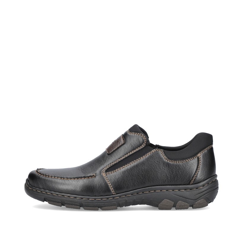 Rieker Herren Slipper glanzschwarz