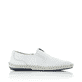 Weiße Rieker Herren Slipper B4551-81 mit Elastikeinsatz sowie weißen Ziernähten. Schuh Innenseite.