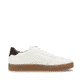 Weiße Rieker Herren Sneaker Low U0707-80 im Retro-Look mit weißen Streifen an der Seite sowie einer Schnürung. Schuh Innenseite.
