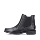 Tiefschwarze remonte Damen Chelsea Boots D0F70-01 mit Reißverschluss sowie Blockabsatz. Schuh Außenseite.