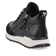 Schwarze Rieker Damen Sneaker High W0661-00 mit griffiger und leichter Sohle. Schuh von hinten.