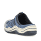 Blaue Rieker Damen Clogs L0555-10 mit Gummischnürung sowie einer leichten Sohle. Schuh von hinten.