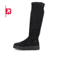Schwarze Rieker EVOLUTION Damen Stiefel W1080-00 mit einer robusten Plateausohle. Schuh Außenseite.
