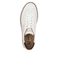 Weiße Rieker Herren Sneaker Low U0707-80 im Retro-Look mit weißen Streifen an der Seite sowie einer Schnürung. Schuh von oben.
