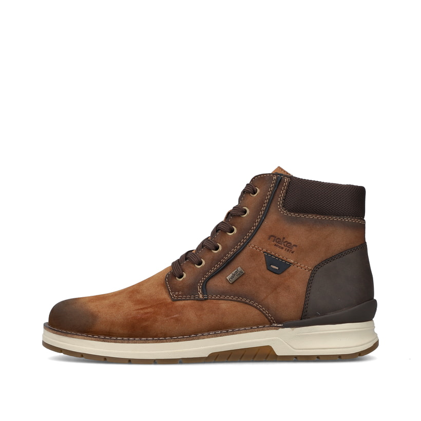 Braune Rieker Herren Schnürstiefel 32332-24 mit wasserabweisender TEX-Membran. Schuh Außenseite.