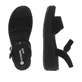 Schwarze remonte Damen Riemchensandalen D1N50-00 mit einem Klettverschluss. Schuh von oben, liegend.