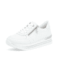 Weiße remonte Damen Sneaker D1326-80 mit Reißverschluss sowie der Komfortweite G. Schuh seitlich schräg.