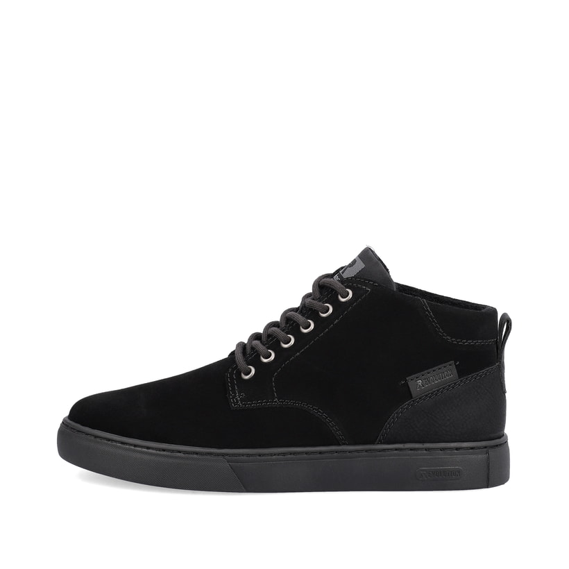 Schwarze Rieker Herren Sneaker High U0762-00 mit TR-Sohle mit weichem EVA-Inlet. Schuh Außenseite.