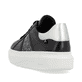 Schwarze Rieker Damen Sneaker Low W1202-00 mit einer ultraleichten Plateausohle. Schuh von hinten.